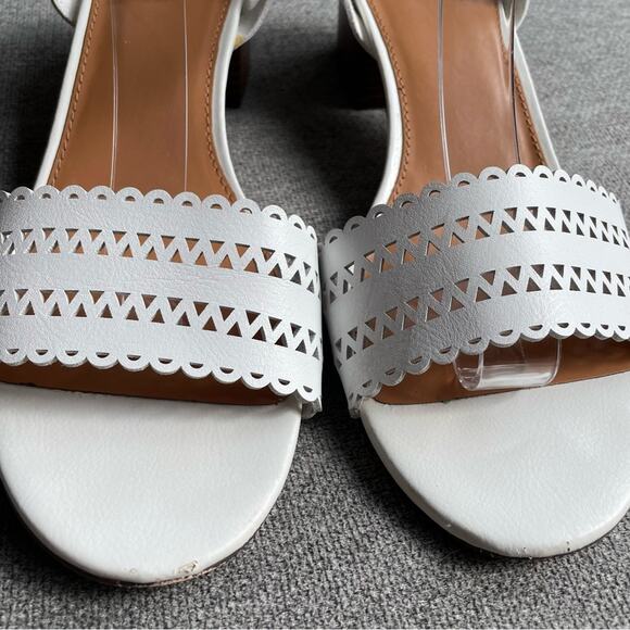 J. CREW Block Heel Sandals Cut-Outs White Slingback block sandals Women's 10 - Picture 3 of 12